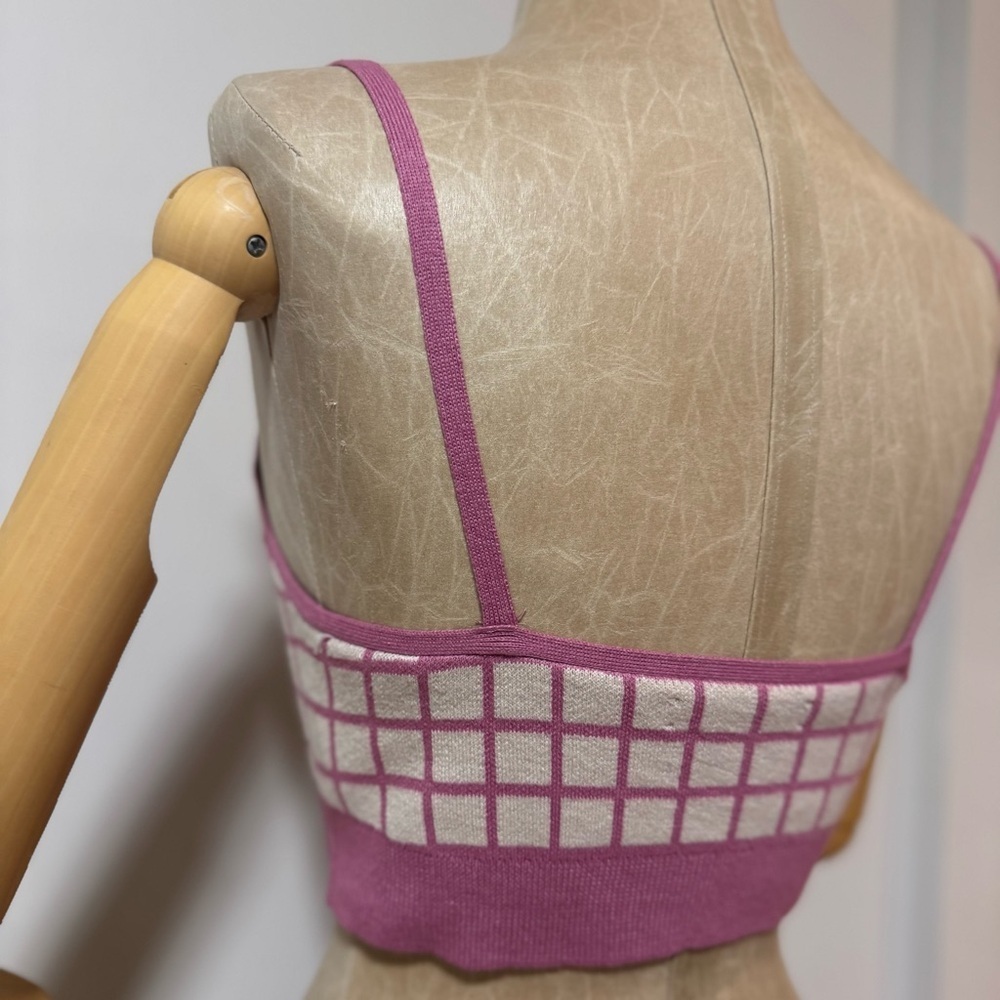 OAK + FORT Pink and Cream Knit Bralette (S) - Picture 5 of 8